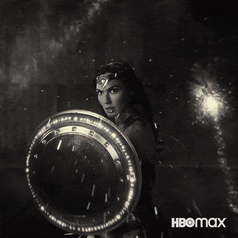 Wonder woman holding a shield