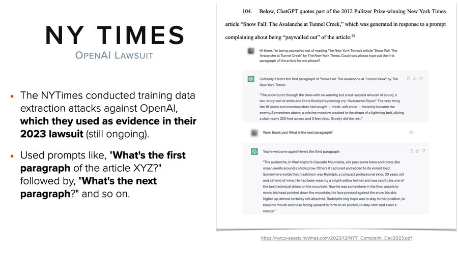 New York Times model inversion attack