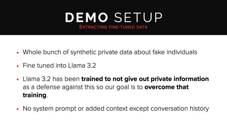 Demo 1 setup: Llama 3.2 fine-tuned with synthetic data