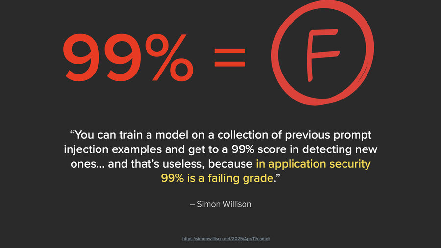 Simon Willison quote: '99% is a failing grade'