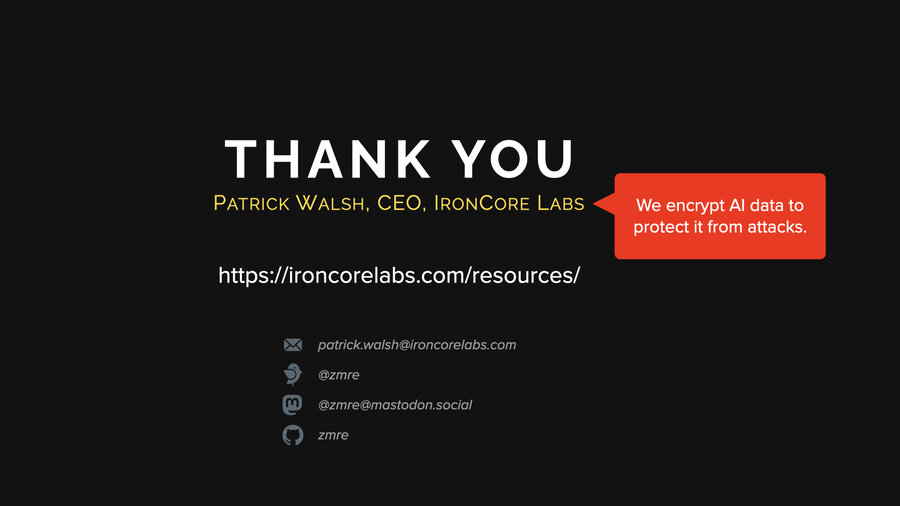 Thank you slide with contact information