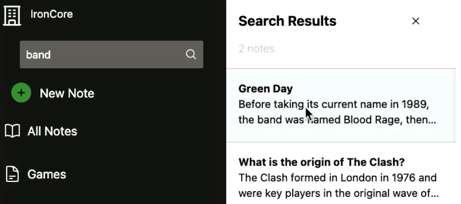 Search results UI