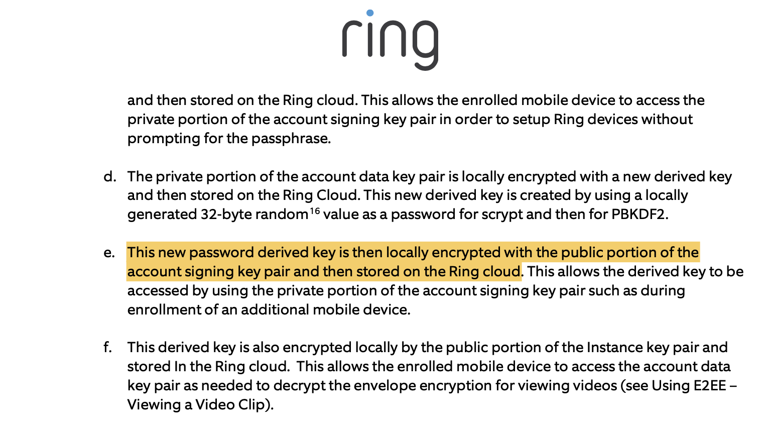 Screenshot of whitepaper showing explanation of keys