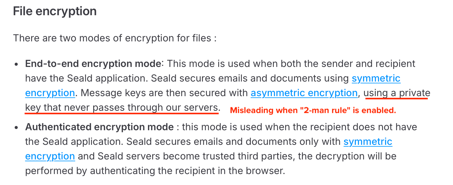 Seald modes of encryption
