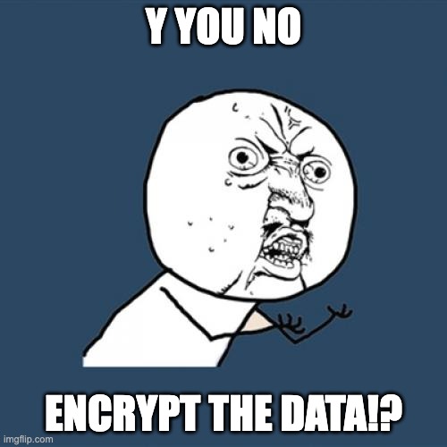 Y You No Encrypt the Data!?