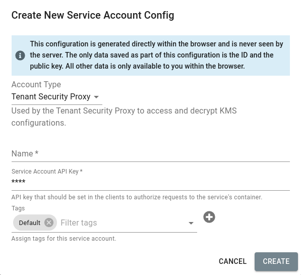 Create Service Account Config