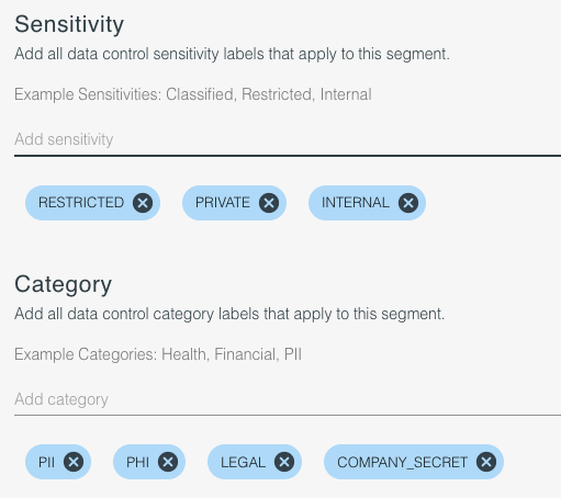 Entering policy data labels